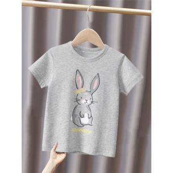 27home兒童韓版夏季新款童裝女童上衣中小童卡通兔子純棉短袖t恤