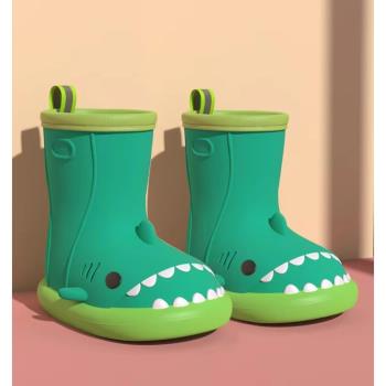 男童鞋夏季外穿兒童網紅可愛鯊魚雨鞋中大童女童防水防滑中筒雨靴