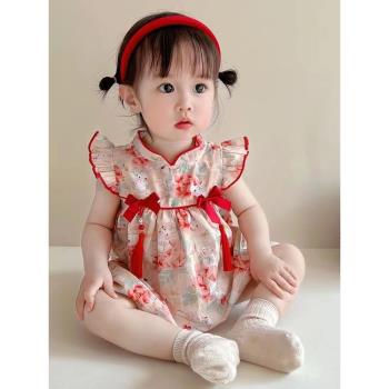 寶寶周歲禮服生日公主裙嬰兒夏季純棉洋氣百日宴中國風女童連衣裙