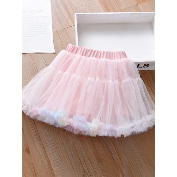 女童短裙夏季2023新款韓版洋氣tutu裙兒童半身裙紗裙小孩寶寶裙子