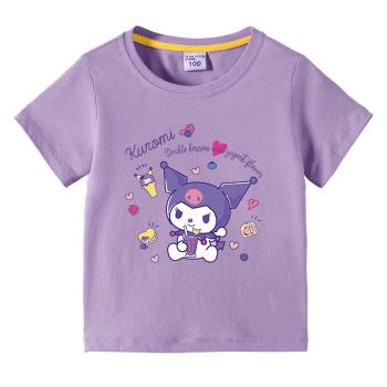 庫洛米Kuromi上衣童裝兒童新款兒童純棉短袖女童寶寶夏裝半袖T恤