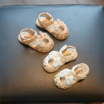 女寶寶涼鞋夏季女小童鏤空公主鞋1一2歲軟底單鞋透氣包頭嬰兒鞋子