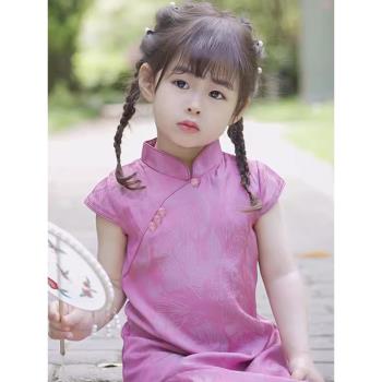 女童旗袍夏季改良小女孩寶寶中式民國古風禮服裙子兒童走秀演出服