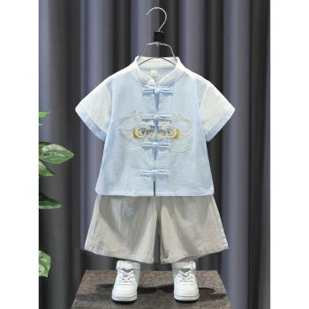 男童漢服夏季薄款2023新款寶寶改良古裝高端六一兒童合唱表演服裝