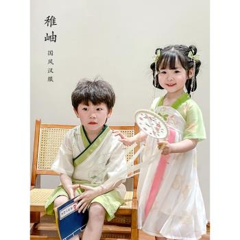 兒童漢服演出服2023夏季男童女童古裝唐裝六一民族節日服裝中國風