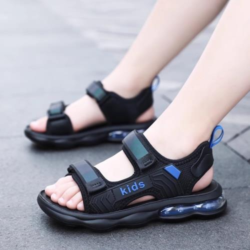 男童氣墊涼鞋2025新款夏季兒童運動沙灘鞋腳胖中大童男款硅膠涼拖