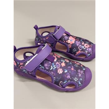 女童涼鞋兒童運動涼鞋包頭卡通男童沙灘鞋跨境紫色2023新款夏季
