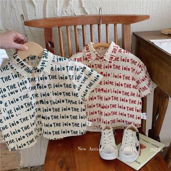 男童夏季襯衫2023夏裝新款兒童字母滿印襯衣寶寶休閑小童上衣短袖