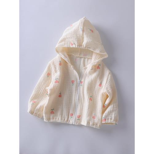 兒童夏季空調開衫外套嬰兒女童薄款透氣防曬衣純棉薄紗布柔軟輕薄