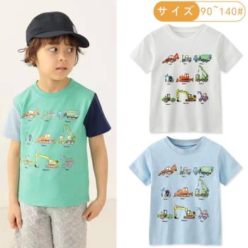 日系新款男童短袖t恤夏季中大童純棉半袖寶寶卡通機車夏裝T恤上衣