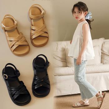 女童羅馬涼鞋2023夏季新款洋氣兒童防滑沙灘鞋韓版女孩軟底公主鞋