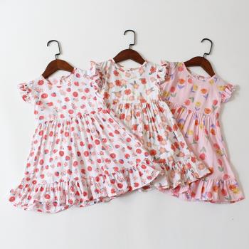 小清新～夏季女童人造棉綿綢連衣裙花朵柔軟輕盈涼爽女寶寶裙子