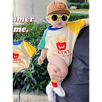 麥當勞衣服嬰兒夏季連體衣薄款短袖男寶寶包屁衣超萌韓系哈衣夏裝