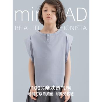 miniFad原創設計童裝無袖t恤男童背心速干薄款兒童夏裝寶寶上衣潮