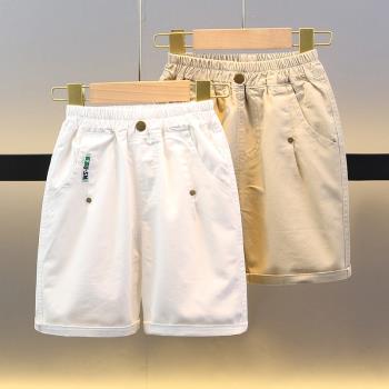 男童白色短褲夏季薄款2023新款寶寶夏裝外穿小童洋氣兒童五分褲潮