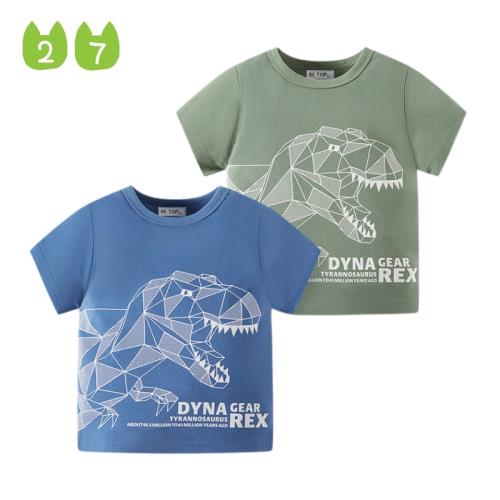 童裝純棉夏季恐龍圖案衣服男寶寶兒童短袖t恤小孩子衣服男童上衣