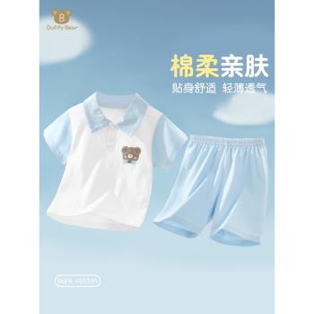 嬰兒短袖套裝夏季薄款寶寶夏裝兩件套空調服睡衣男女兒童短褲純棉