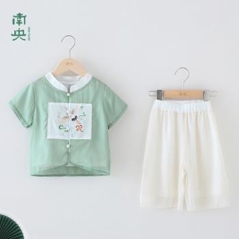 中式兒童唐裝男童漢服夏季薄款寶寶古裝國學改良小男孩中國風套裝