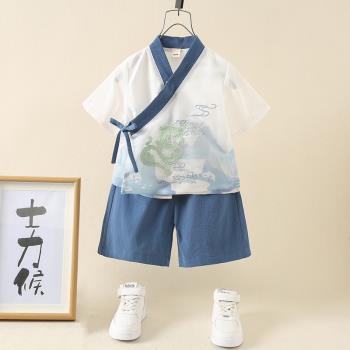 漢服男童夏季中國風套裝兒童唐裝新中式演出服裝周歲禮服男寶夏裝