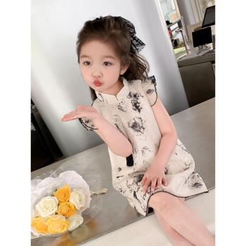 女童旗袍裙復古連衣裙夏裝2023新款夏季女寶裙子洋氣公主裙中國風