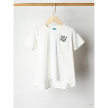 E850 童裝150-155碼 兒童短袖T恤夏裝圓領半袖休閑卡通小白T女童