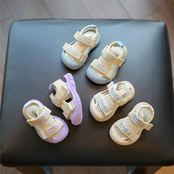 寶寶機能涼鞋夏季嬰兒鞋子網面透氣女寶學步鞋1一2歲軟底男小童鞋