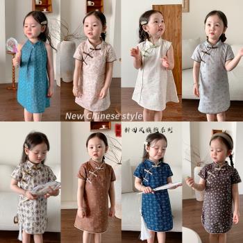 童裝2023女童漢服旗袍裙夏季兒童中式中國風小女孩洋氣唐裝連衣裙