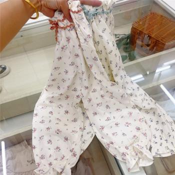 韓國susu童裝23女童夏季褲子 薄款單層人棉印花收腳防蚊褲 夏涼褲