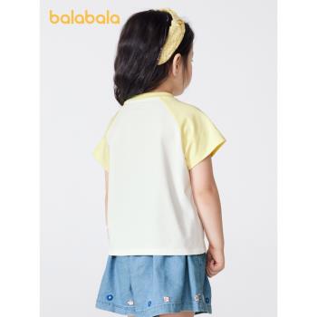 巴拉巴拉兒童T恤女童短袖小童抗菌上衣寶寶吸濕速干夏裝洋氣童裝