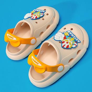 兒童洞洞鞋2022夏季新款男童防滑踩屎感拖鞋中小童男孩包頭涼拖潮