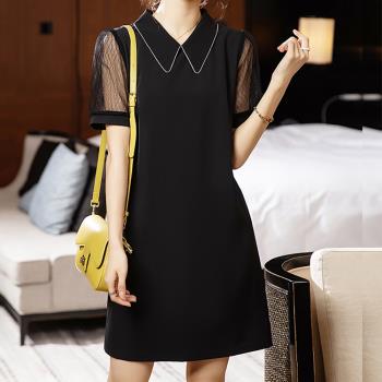 麗質達人 - 2150黑色短袖洋裝