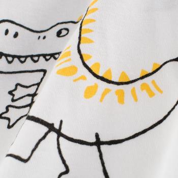 27kids品牌純棉童裝春夏季新款2023男童寶寶卡通恐龍兒童短袖T恤