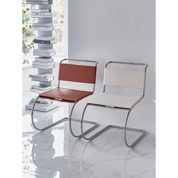 Norchair北歐包豪斯餐椅不銹鋼現代簡約家用靠背椅中古小戶型椅子
