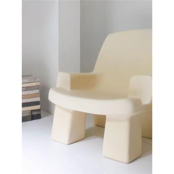 輕奢玻璃鋼北歐設計沙發椅ins服裝店網紅椅子紅象腿單椅單人亞克