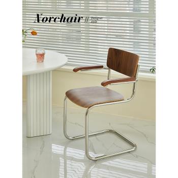Norchair實木餐椅小戶型家用臥室書桌椅簡約現代餐廳靠背休閑椅子