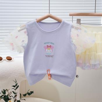 女童短袖t恤2023新款嬰兒夏裝衣服洋氣女寶寶打底衫兒童上衣夏季