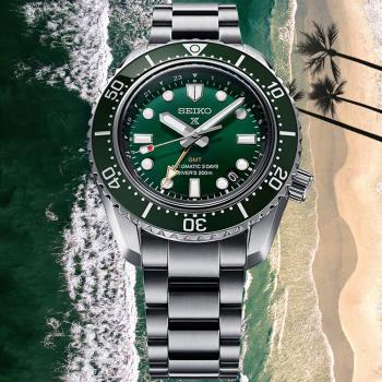 SEIKO精工 PROSPEX系列 三日鍊 陶瓷圈 GMT潛水機械腕錶 6R54-00D0G/SPB381J1