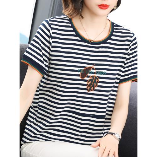 純棉短袖t恤女中老年女裝2025年新款大碼女裝媽媽加肥加大上衣夏