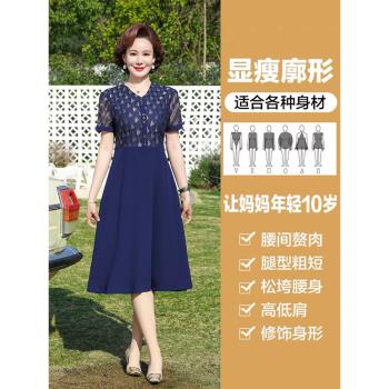 中年媽媽裝夏裝時尚洋氣質連衣裙子2023新款季中老年人女裝士高貴