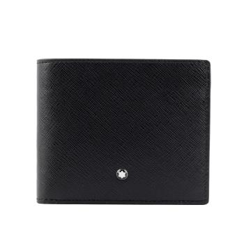 MONTBLANC 萬寶龍匠心系列防刮牛皮對開8卡短夾(黑色) 130317