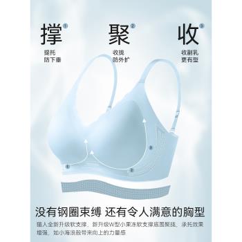 【輕盈】貓人冰絲無痕內衣女小胸聚攏夏季薄款無鋼圈胸罩涼感文胸