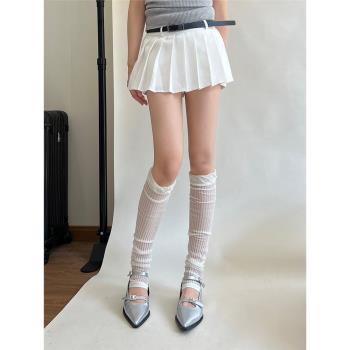 韓國老板娘helder春夏純色中筒襪套高級感透明豎條紋長襪冰絲百搭