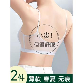 無痕內衣女小胸聚攏夏季超薄款無鋼圈冰絲美背運動抹胸背心式文胸