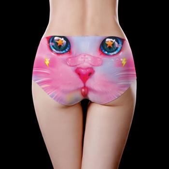 貓咪內褲女夏季薄款可愛甜美性感卡通印花圖案中腰少女冰絲短褲衩