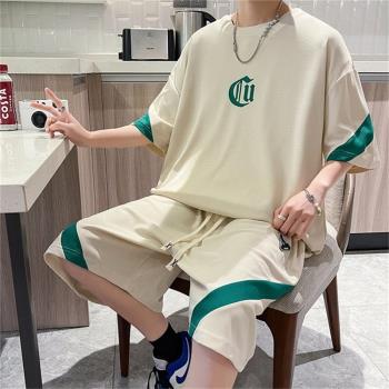 冰絲睡衣男款夏天休閑運動套裝夏季青少年男生帥氣時尚凉感家居服