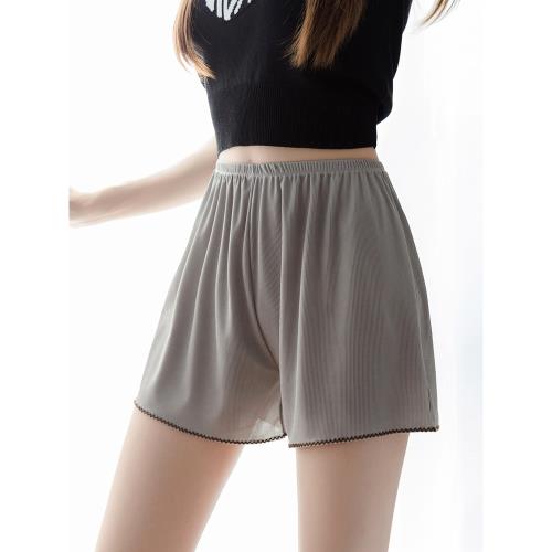 夏寬松防走光透氣螺紋冰絲家居睡褲可外穿打底褲大碼安全褲短褲女