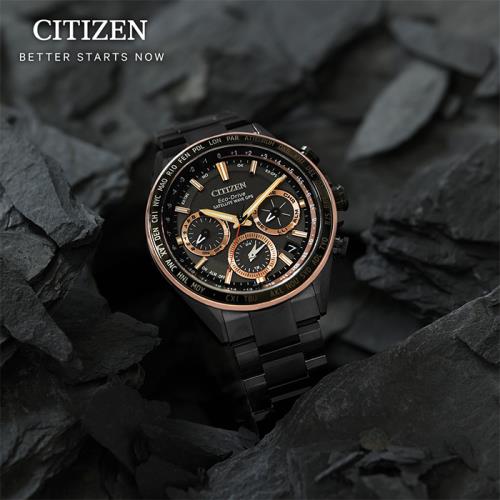 【CITIZEN】星辰 Eco-Drive 光動能 王建民廣告款 CC4016-67E GPS衛星對時 鈦金屬 三眼計時男錶 黑 44.3mm