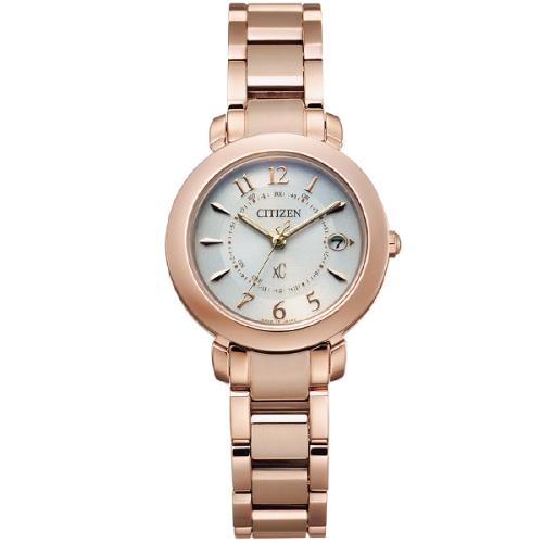 【CITIZEN】星辰 Eco-Drive 光動能 xC ES9444-50B 田馥甄廣告款 電波萬年曆 鈦金屬女錶 白/玫瑰金 27mm