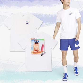 Nike 短袖 NSW Tee 短T 男款 白 巴哥犬 狗狗 海灘 衝浪 上衣 FD6637-100