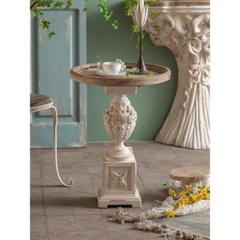 歐式茶幾小桌子咖啡店戶外婚禮羅馬柱裝飾復古實木小圓桌客廳邊幾